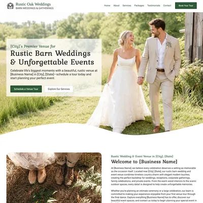 Rustic wedding event venue website design theme original