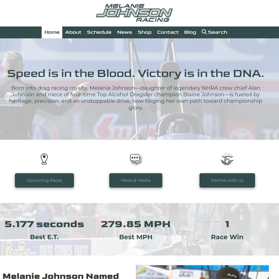 Mel johnson homepage screen shot