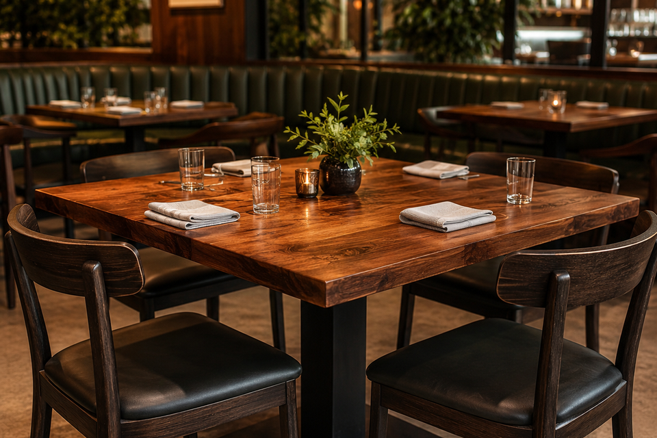 Table in restaurant for commercial service