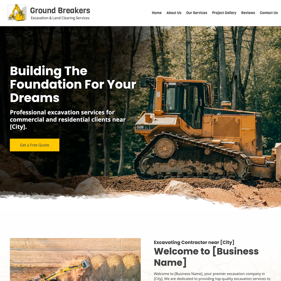 Excavation contractor website design theme