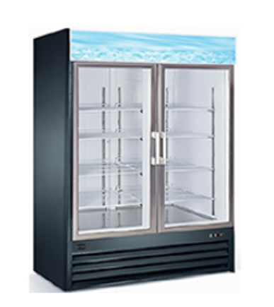 Commercial Restaurant Reach In Cooler Refrigerator or Freezer Display Merchandizer with Two Swinging Glass Doors