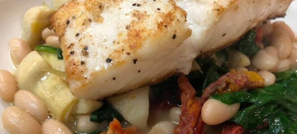 Cg grouper over spinach   beans