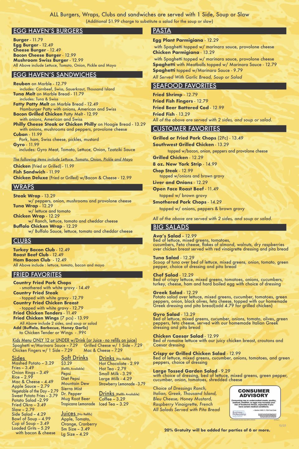 Egg haven dec yellow menu 20252