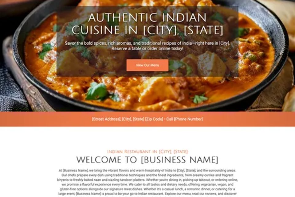 Indian restaurant website design theme original