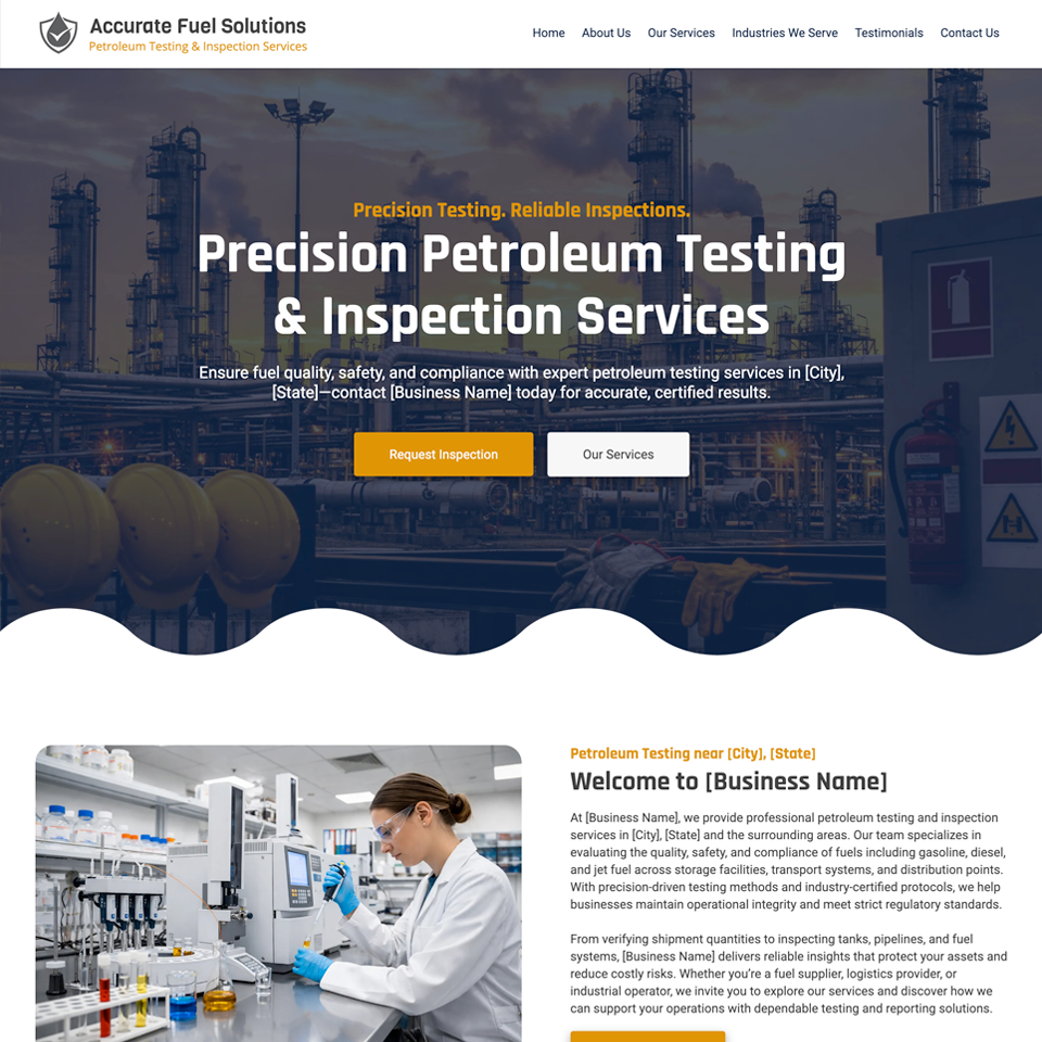 Petroleum testsing website design theme