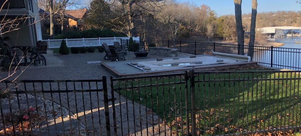 Fence around back yard at lake house