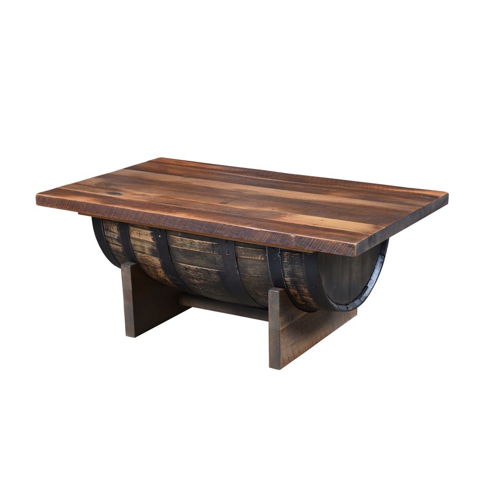 Ubw half barrel coffee table solid top