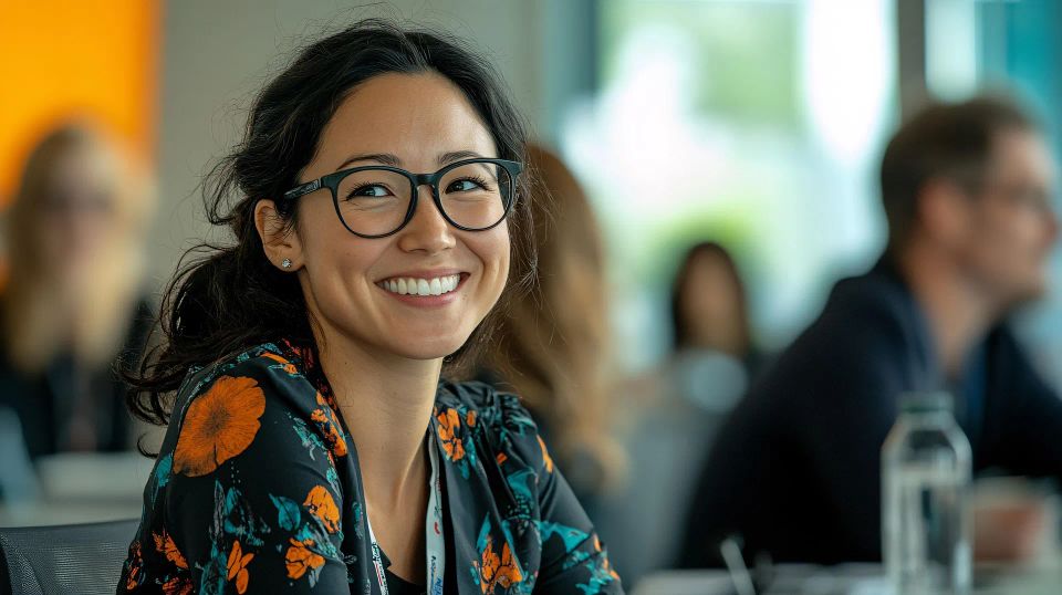 Woman glasses contact us