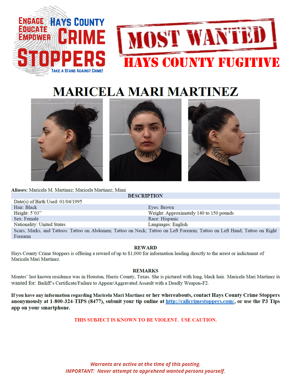 Martinez most wanted poster