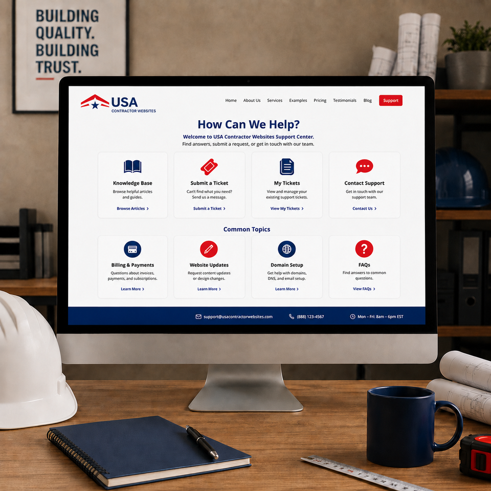 Contractor website support desk scene