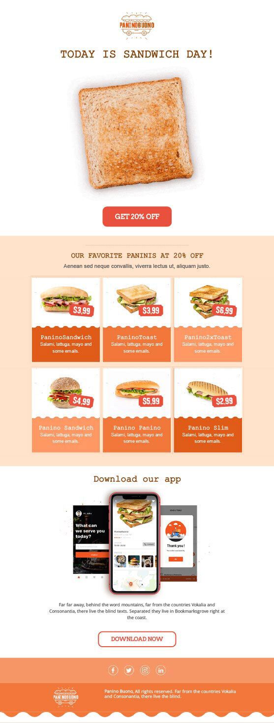 Email layouts template 4 example