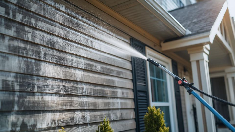 A home being power washed