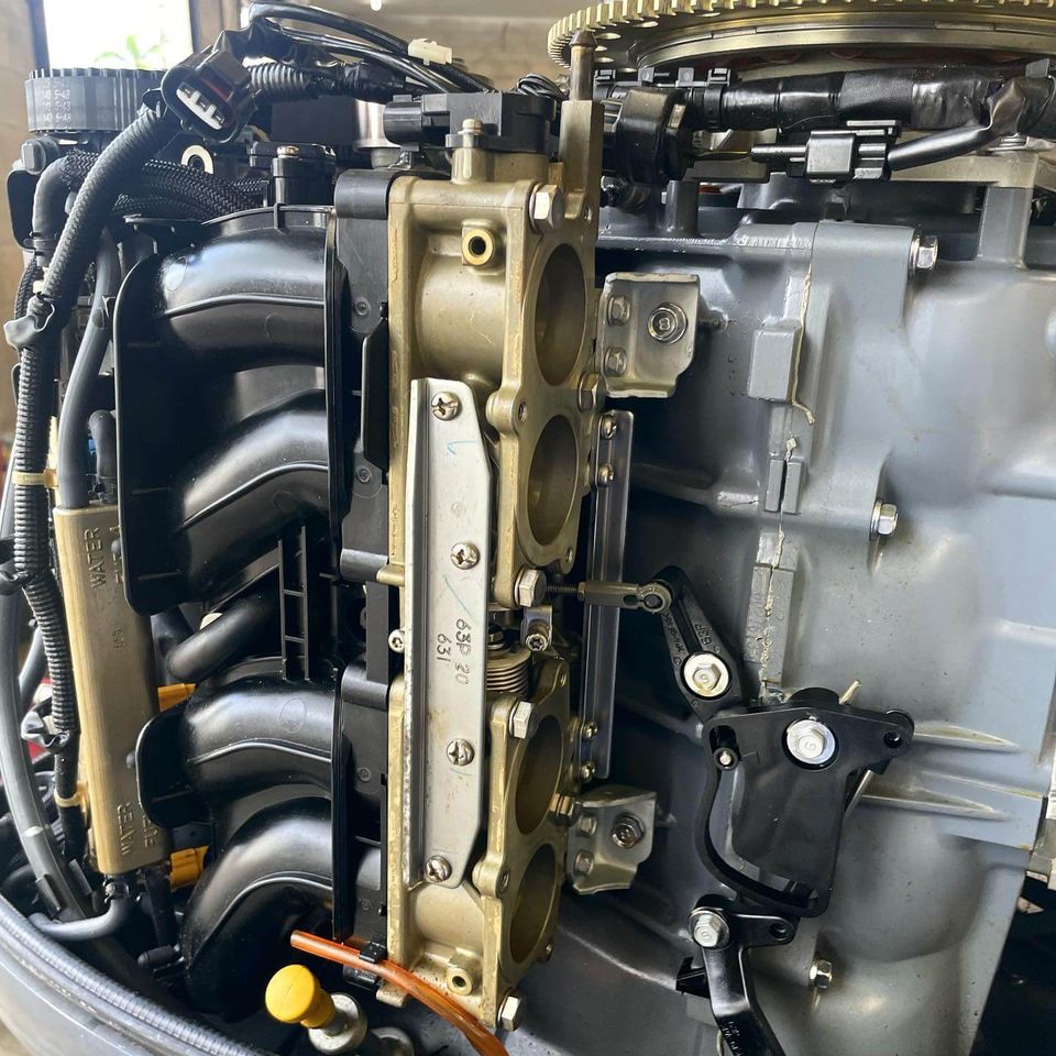 Marine engine being serviced