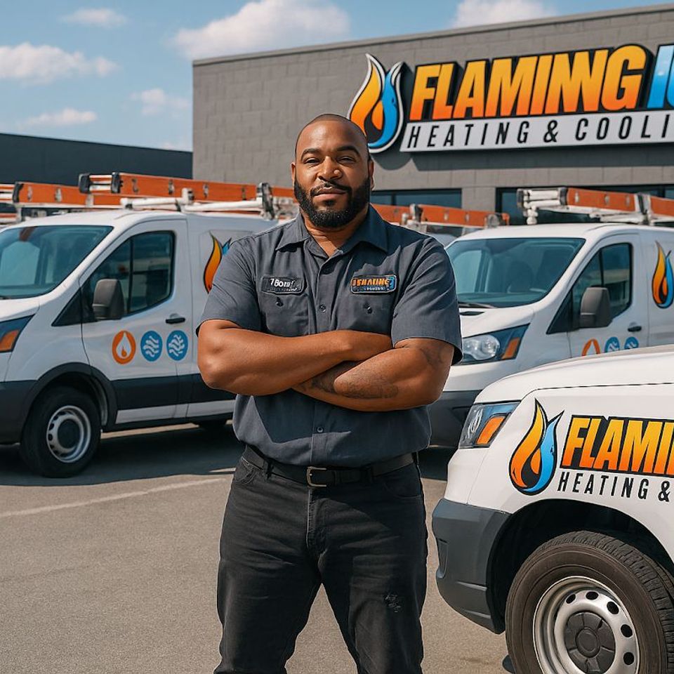 Flaming ice owner and service vans