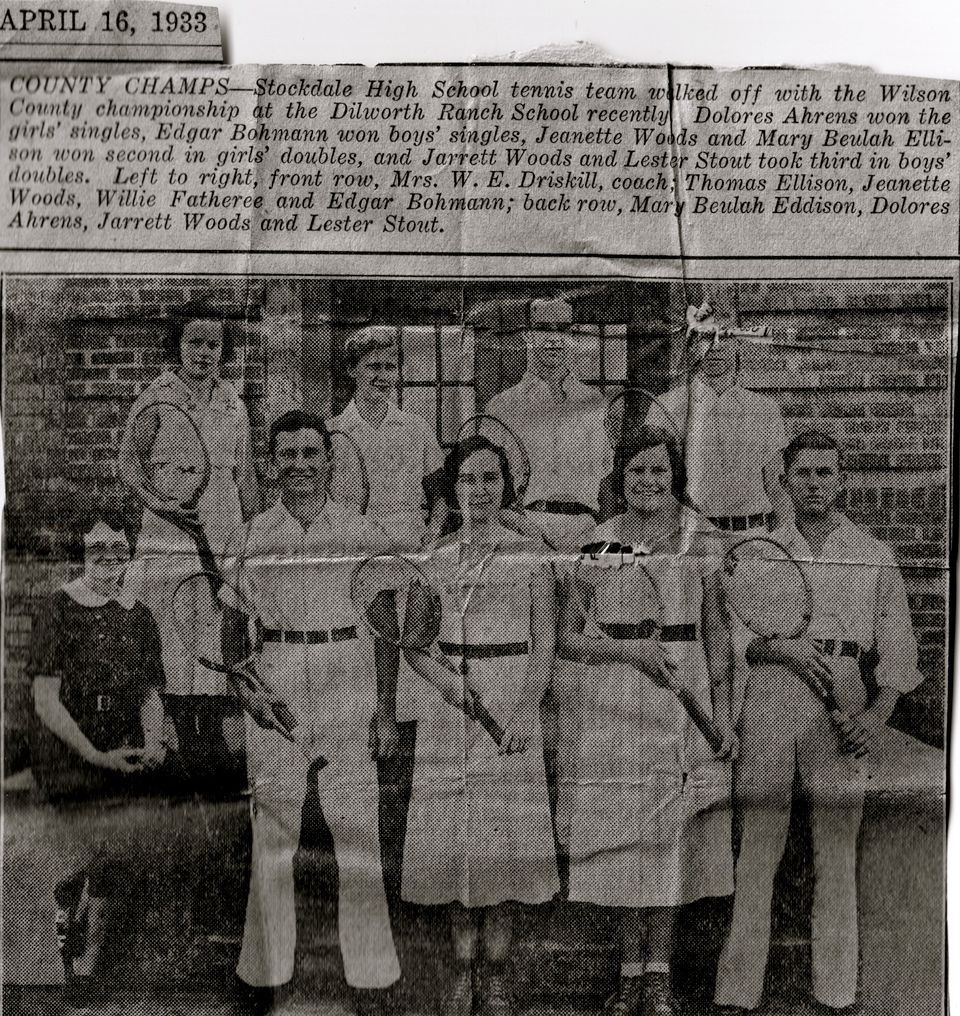1933 stockdale tennis team