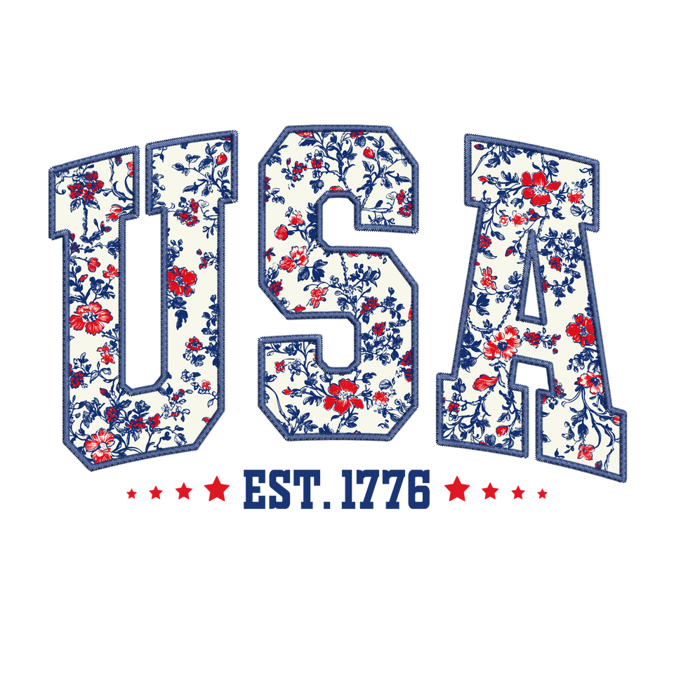 Patriotic   usa est 1776 floral