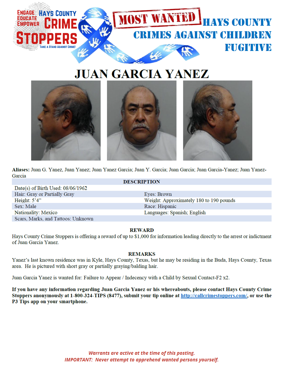 Yanez most wanted poster