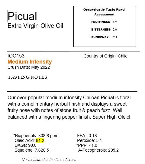 Picual medium evoo