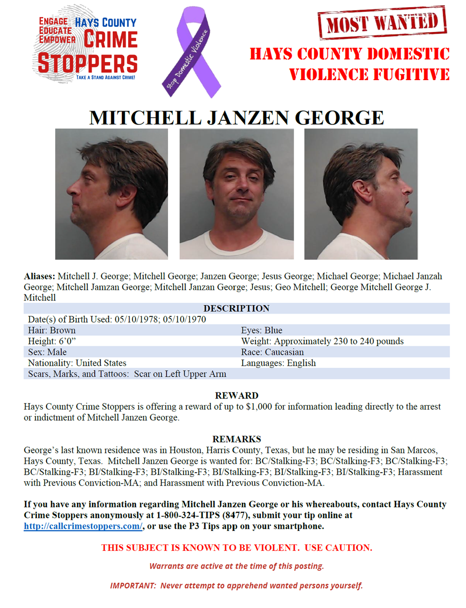 George most wanted poster 