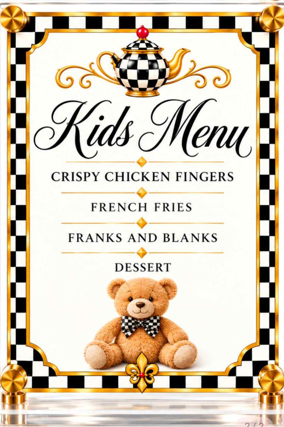 Kids menu