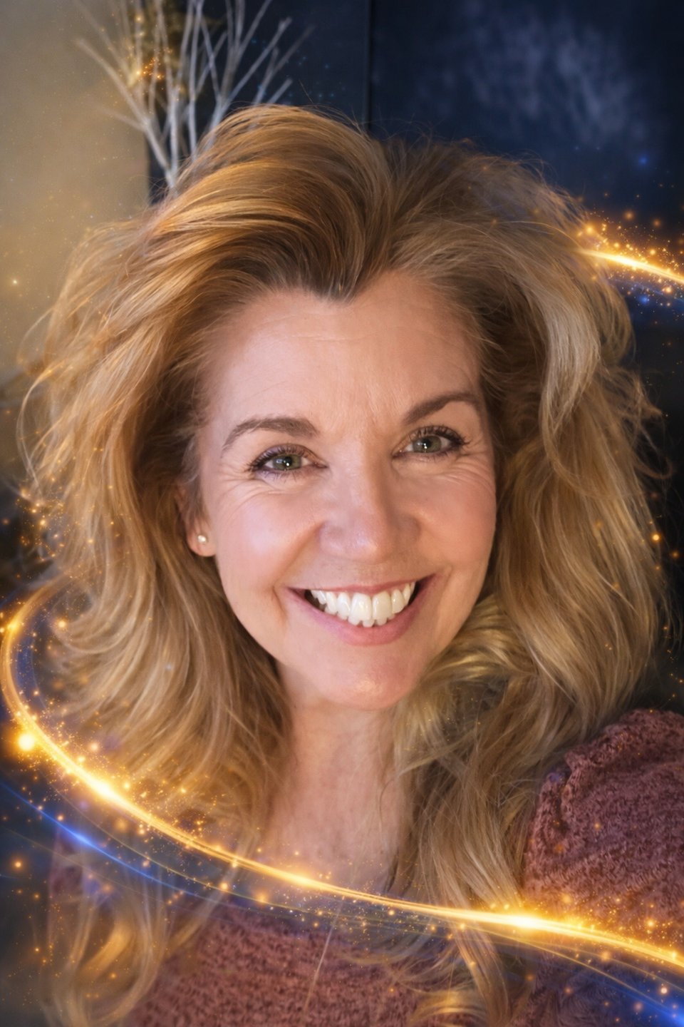 Magical portrait with glowing energy swirl