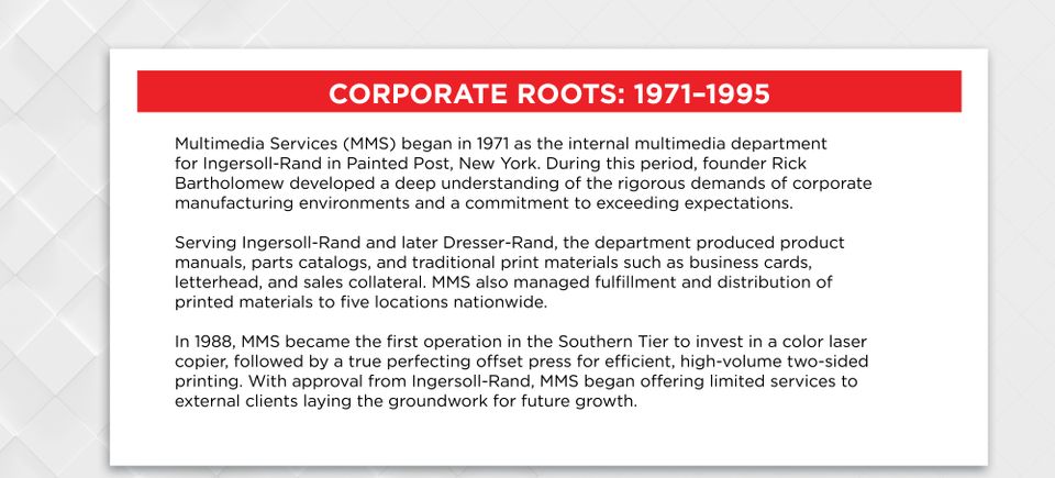Mms company timeline homepage
