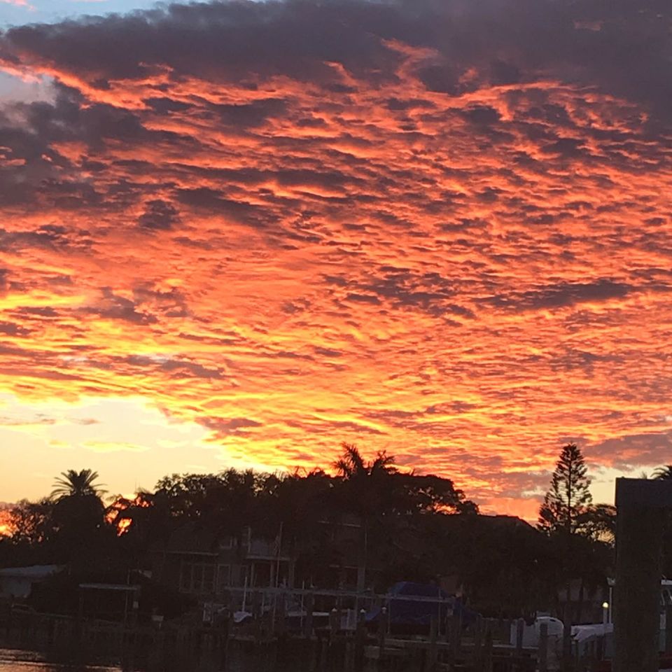 Sunset over harbor