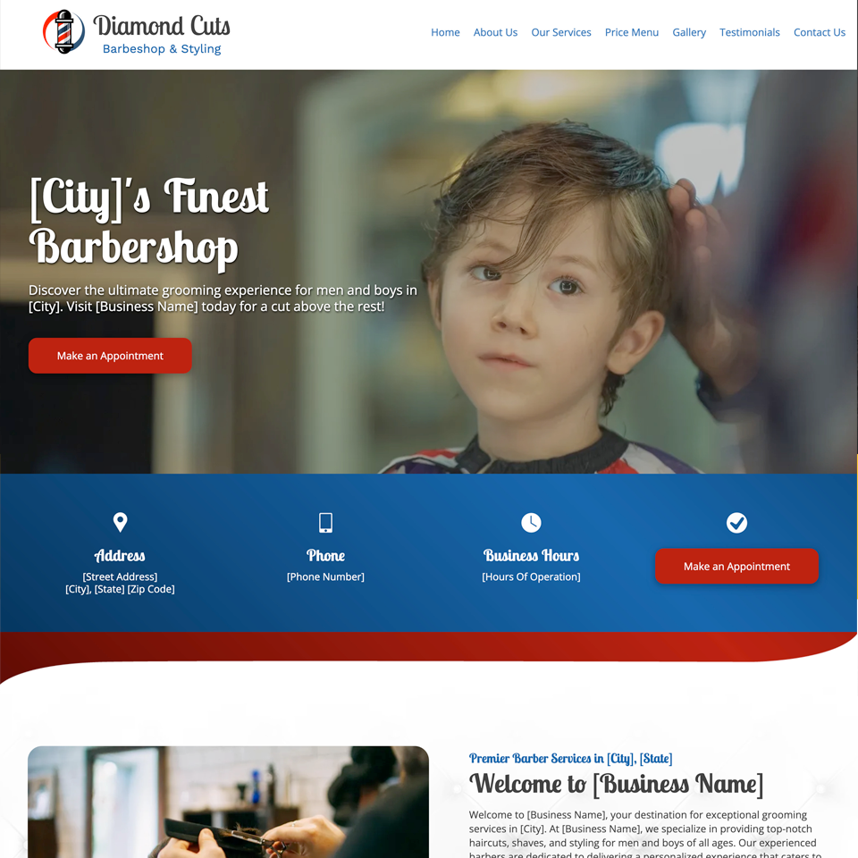 Classic barbershop website design