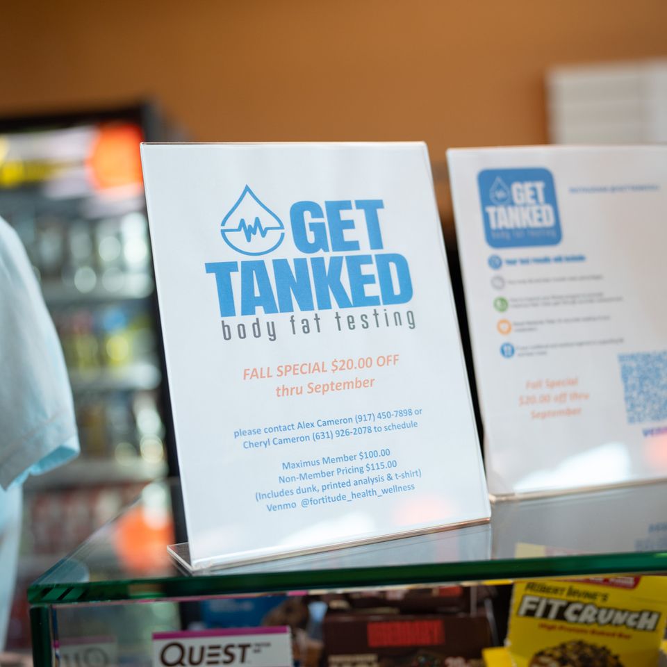 Get Tanked Body Fat Testing flyer at Maximus Gym in Riverhead