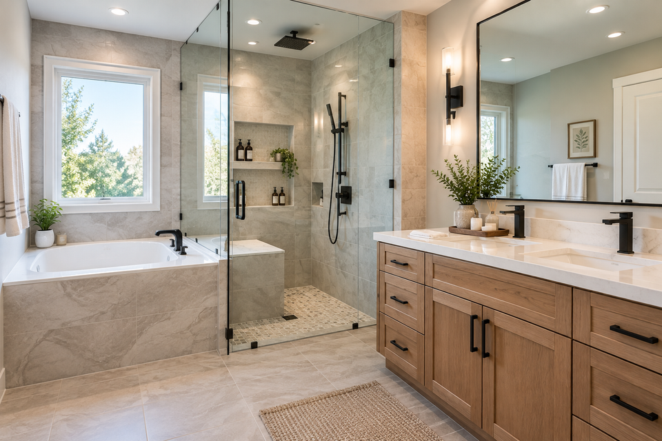 Modern spa bathroom retreat
