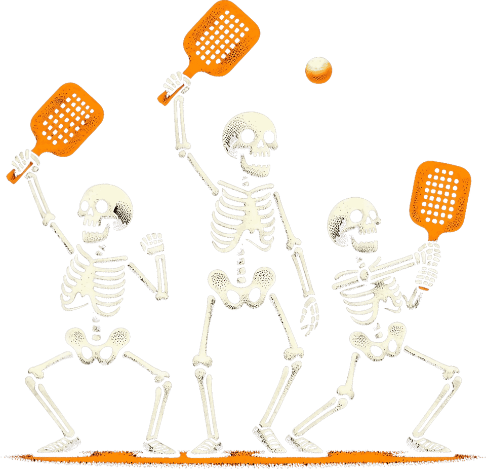 Sports   pickleball skeletons playing pickleball