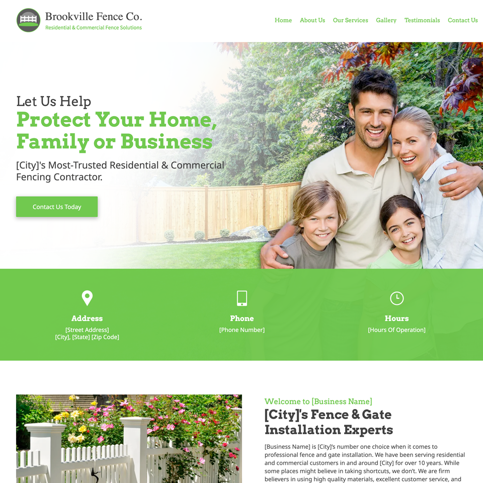 Fence contractor website design theme