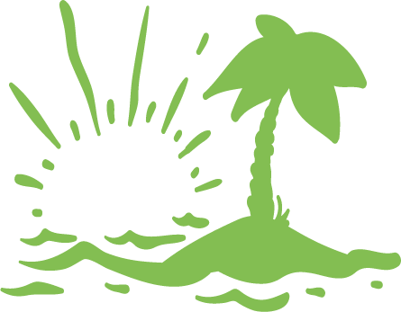 Beach   palm tree water and sunset green 2