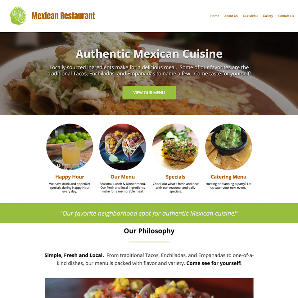 Mexican restaurant website design theme