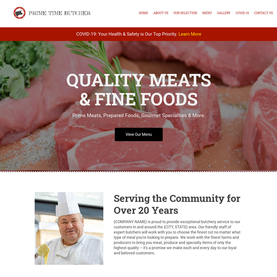 Butcher shop website design theme