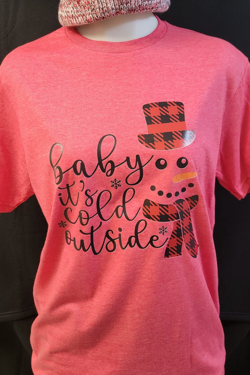 "Baby it's cold outside" t-shirt designed by SaRi's Creations using Direct to Film (DTF) technique. 
