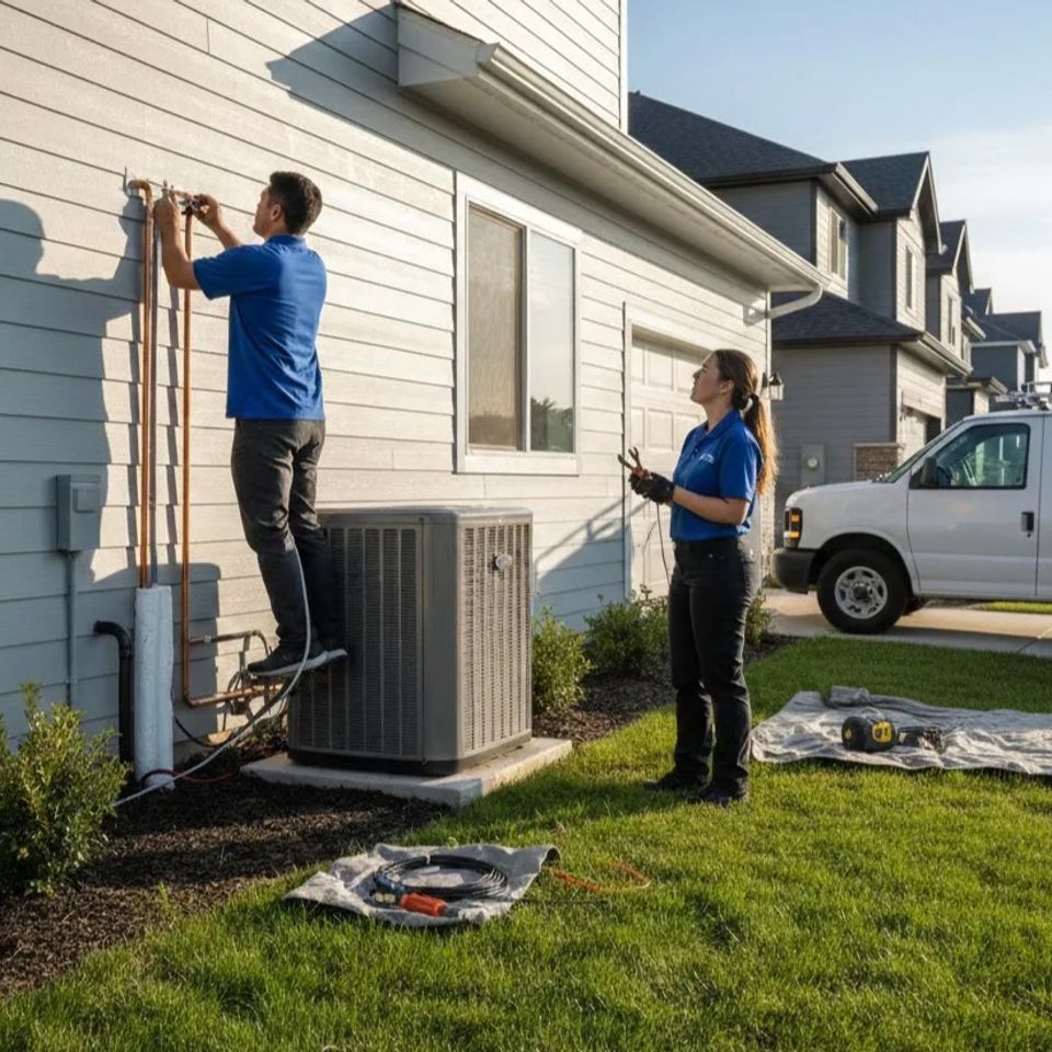 Air conditioning and heating installation