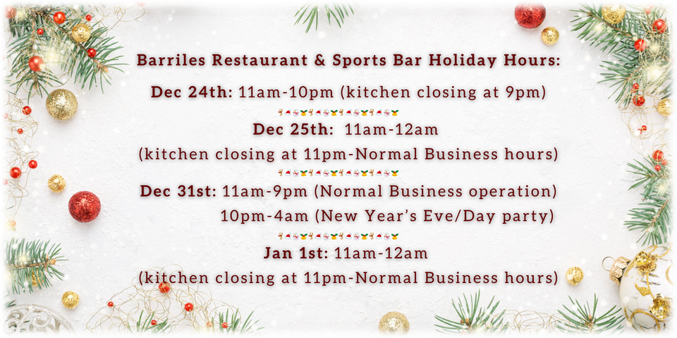 Christmas 2025 hours