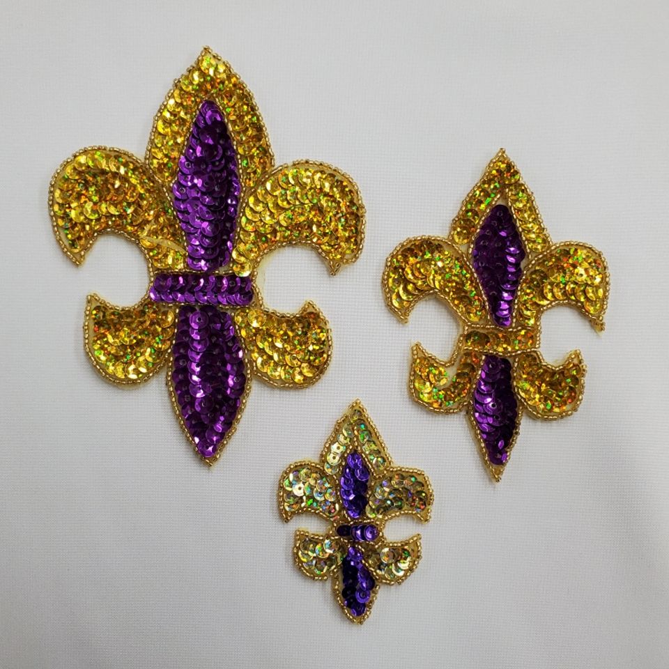 Purple and gold Fleur De Lis Appliqués