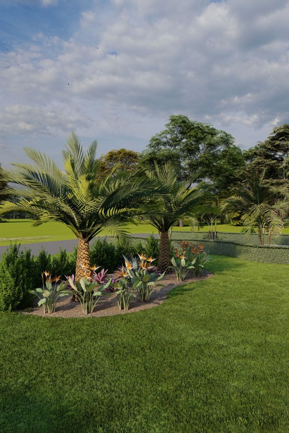 Residential landcaping with water views