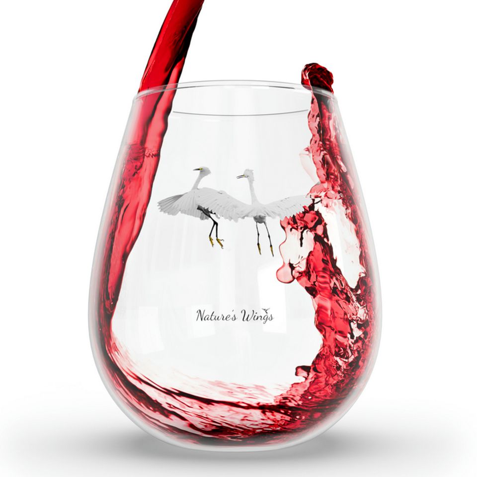Dancing egret wine glass