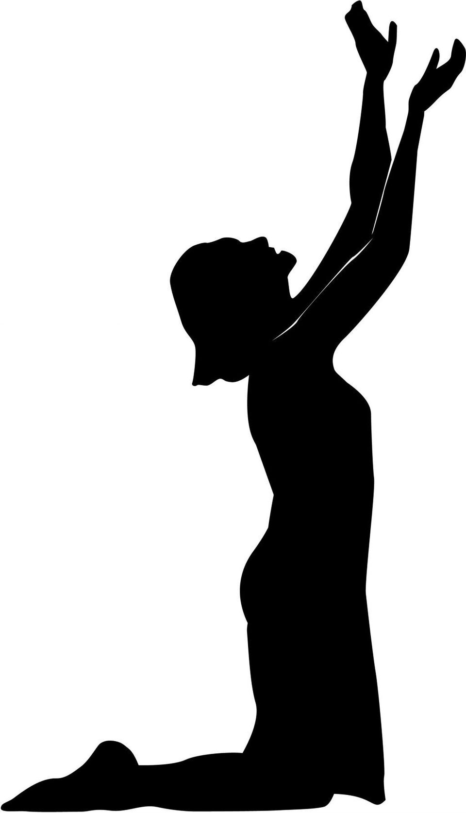 Woman praising facing right