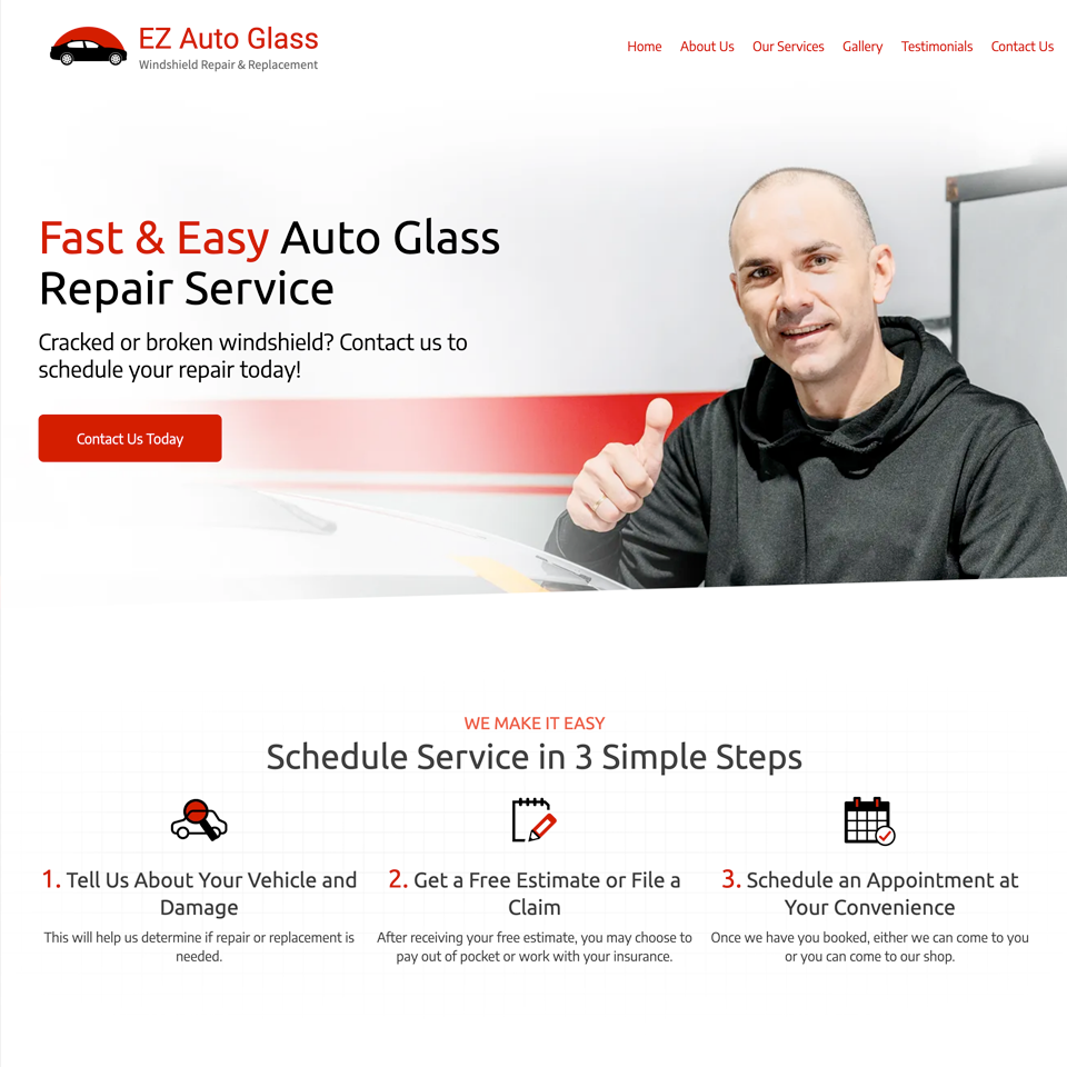 Auto glass repair website design