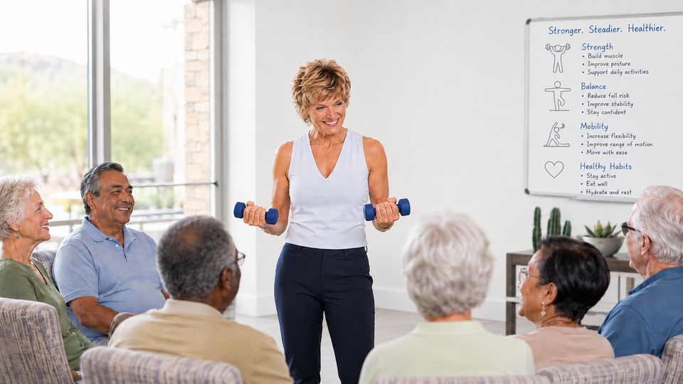 Dianne Cumberland leading a wellness workshop for older adults