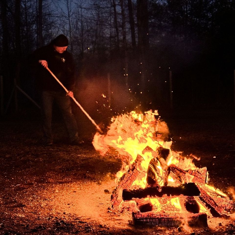 Dennis Preparing the Fire for a firewalk