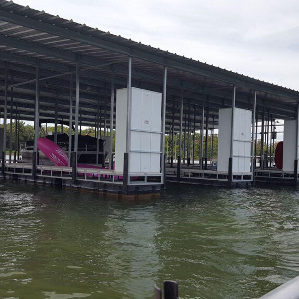 Vertical lockers on dock
