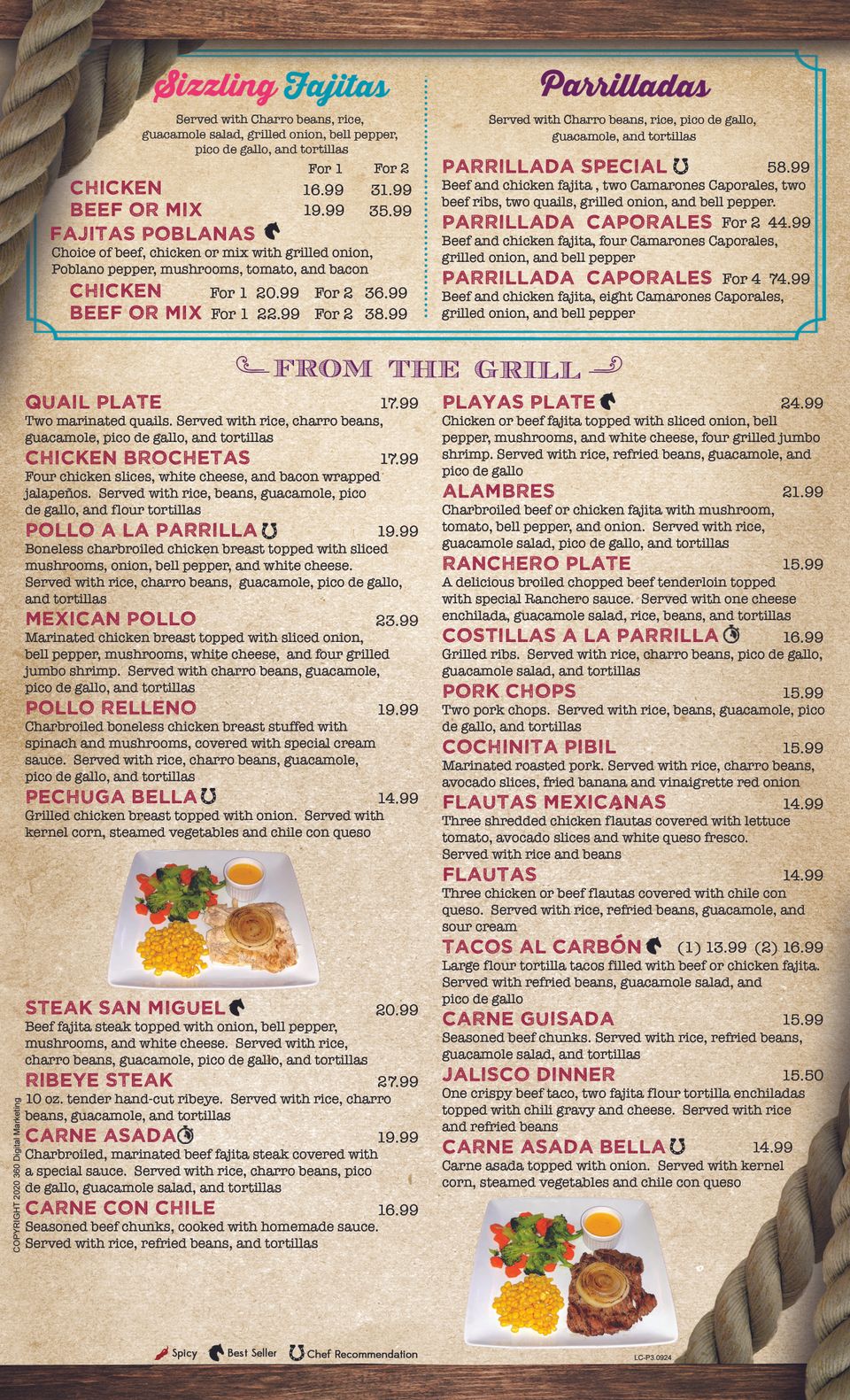 Web menu0924 page3 loscaporales mexican restaurant