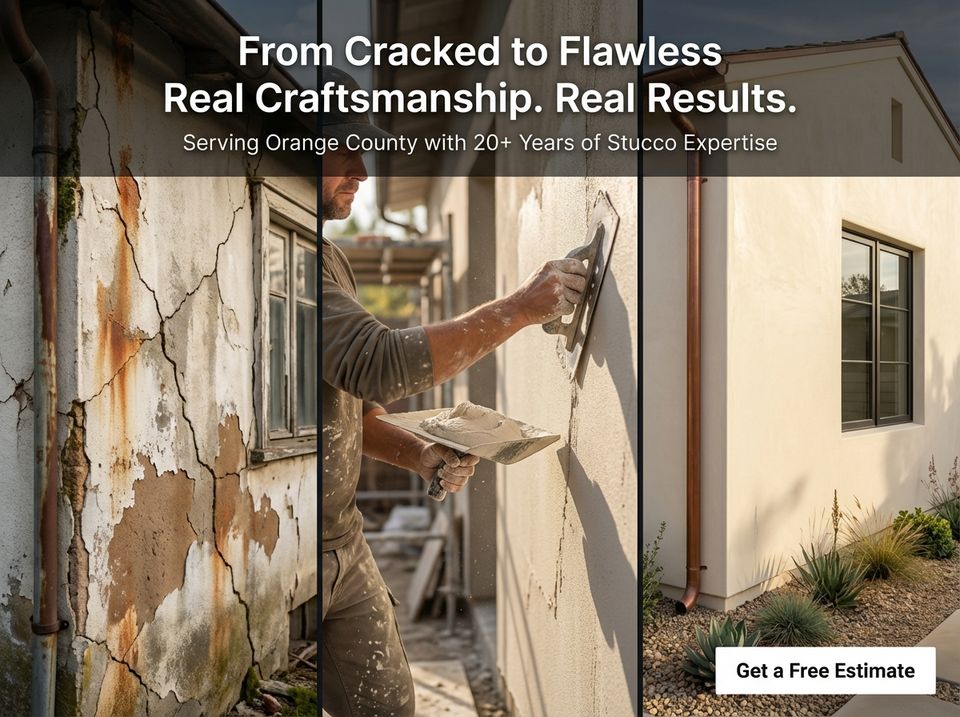 Complete stucco repair process fullerton ca before after