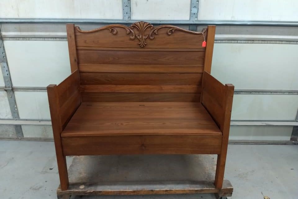 Repurposed bedframe to bench oct 2020