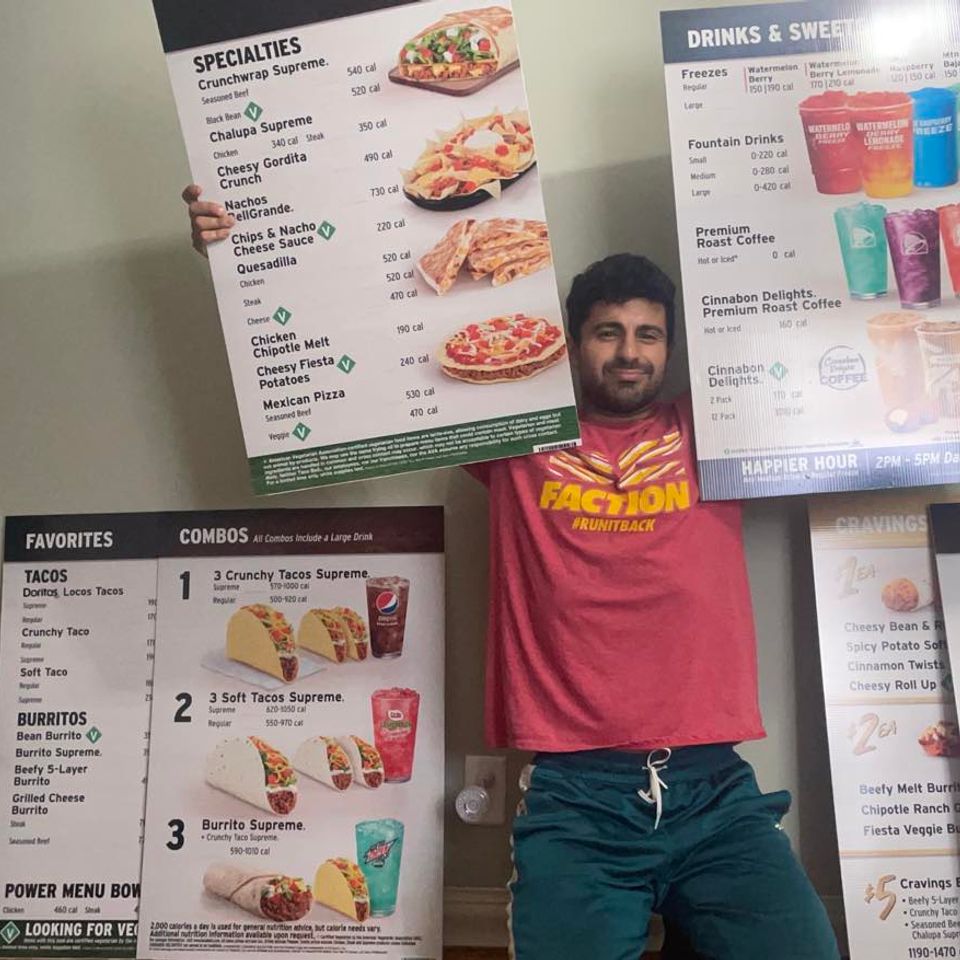 Showing off menu boards taco bell